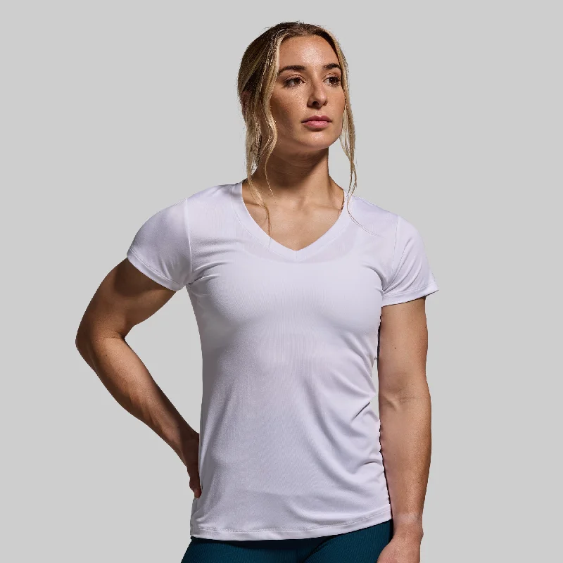 Athleisure Short Sleeve V-Neck (White)