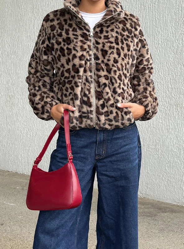 Caine Faux Fur Jacket Leopard