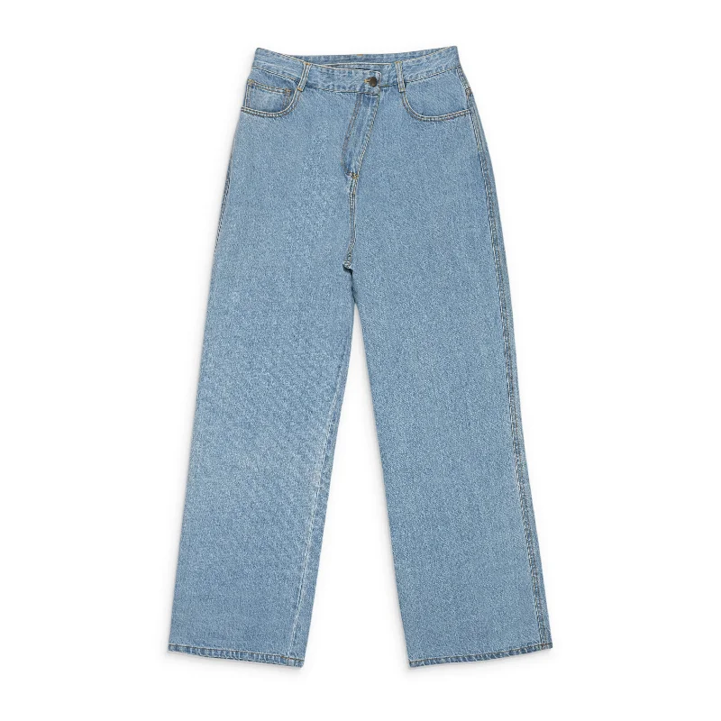 CALLIPYGIAN WASHED WIDE LEG SLANTED FLY BLUE WIDE-LEG JEANS