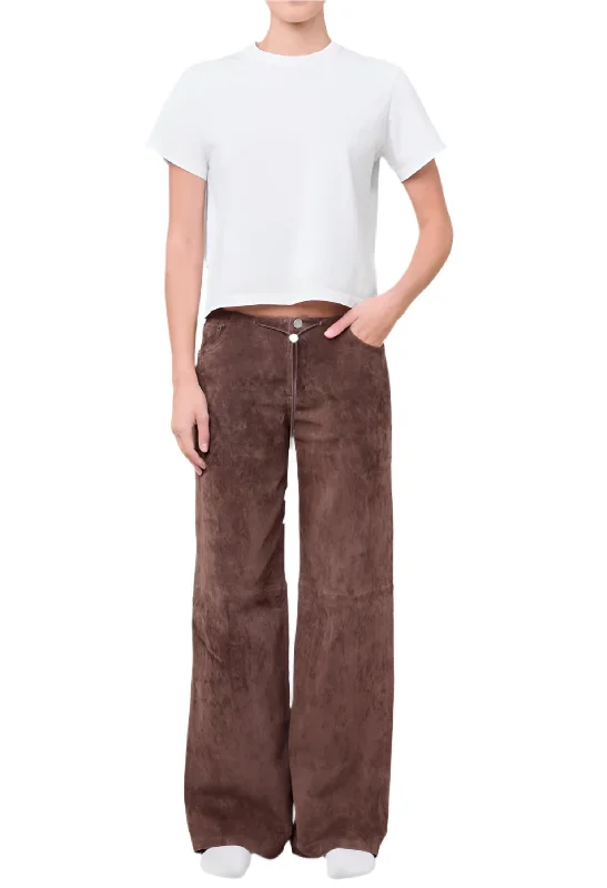 Cool Wide Leg Jeans In Chocolate Suede