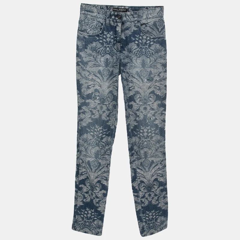 Dolce & Gabbana Blue Jacquard Denim Jeans