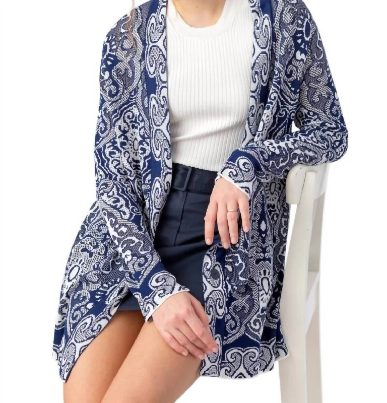 Filigree Jacquard Cardigan In Off White