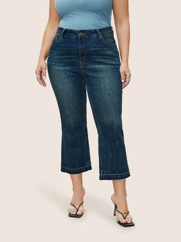 Flare Leg Cutoff Zipper Fly Jeans