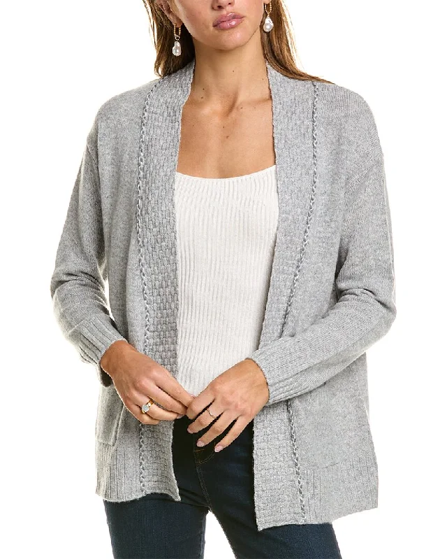 Hannah Rose Multicolor Braid Basketweave Wool & Cashmere-Blend Cardigan