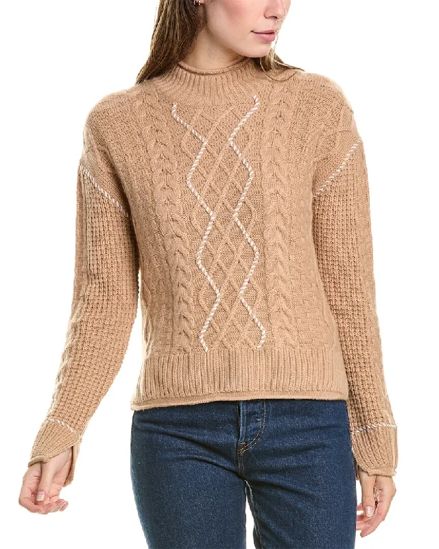 Hannah Rose Whipstitch Cable Wool & Cashmere-Blend Pullover