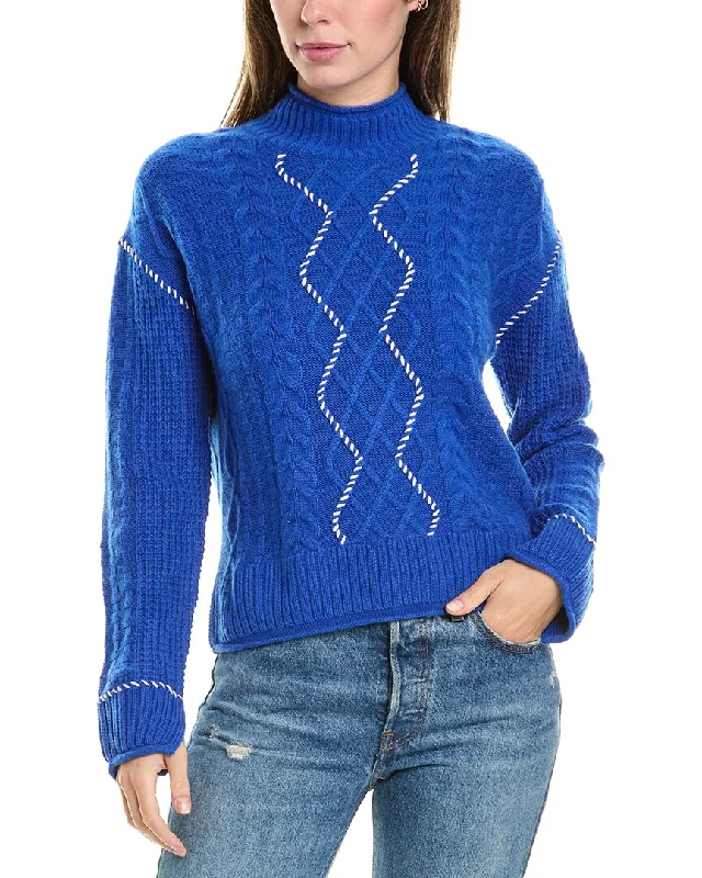 Hannah Rose Whipstitch Cable Wool & Cashmere-Blend Pullover