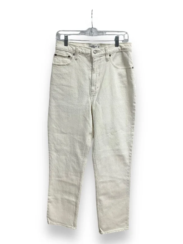 Jeans Straight By Abercrombie And Fitch In Cream, Size: 10