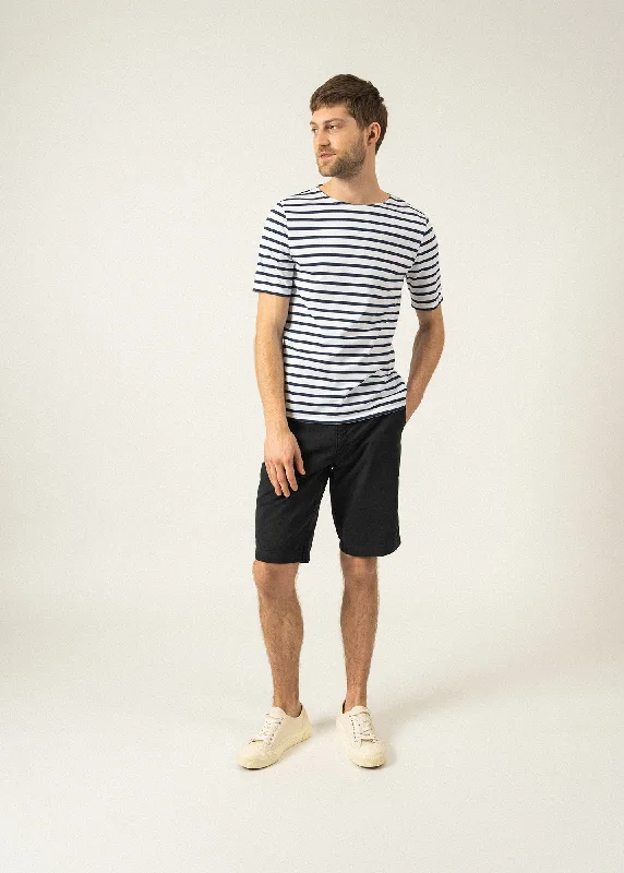 Levant short sleeve striped sailor shirt - regular fit, in light cotton (NEIGE/MARINE)