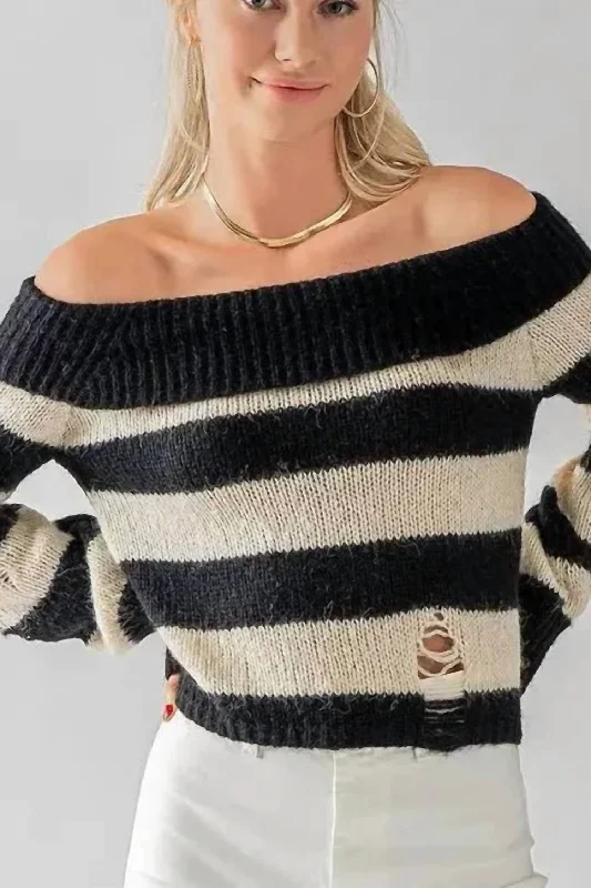 Mia Striped Sweater In Blue/white