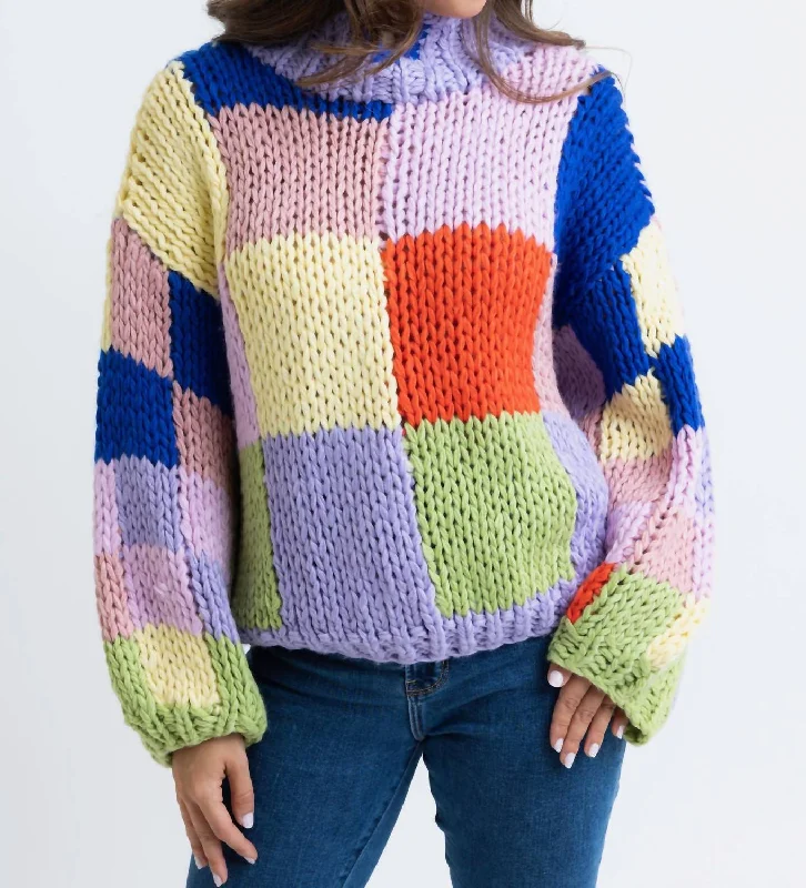 Piper Crochet Colorblock Sweater In Multi