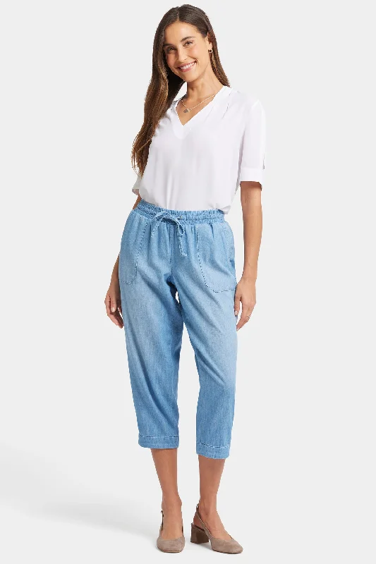 Relaxed Drawstring Cargo Pull-On Pants - Riviera Sky