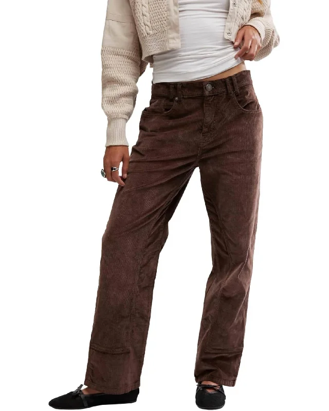 Risk Taker Cord Straight Jeans In Chocolate