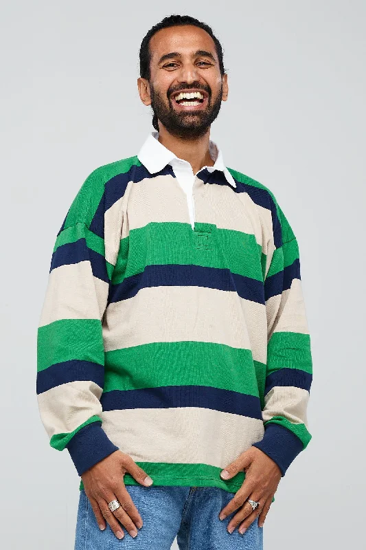 Striped Rugby Shirt - Ecru/Navy/Bottle