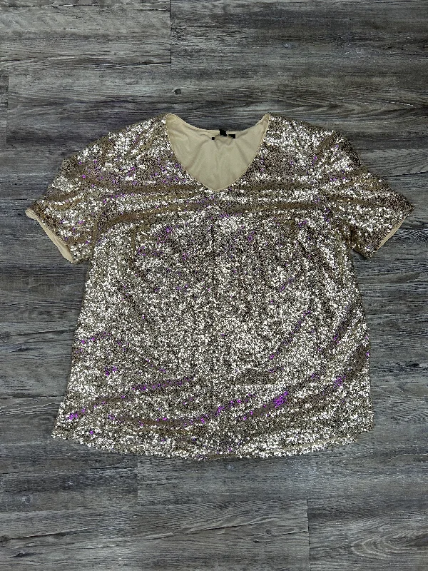 Top Short Sleeve By Lane Bryant In Gold, Size: L