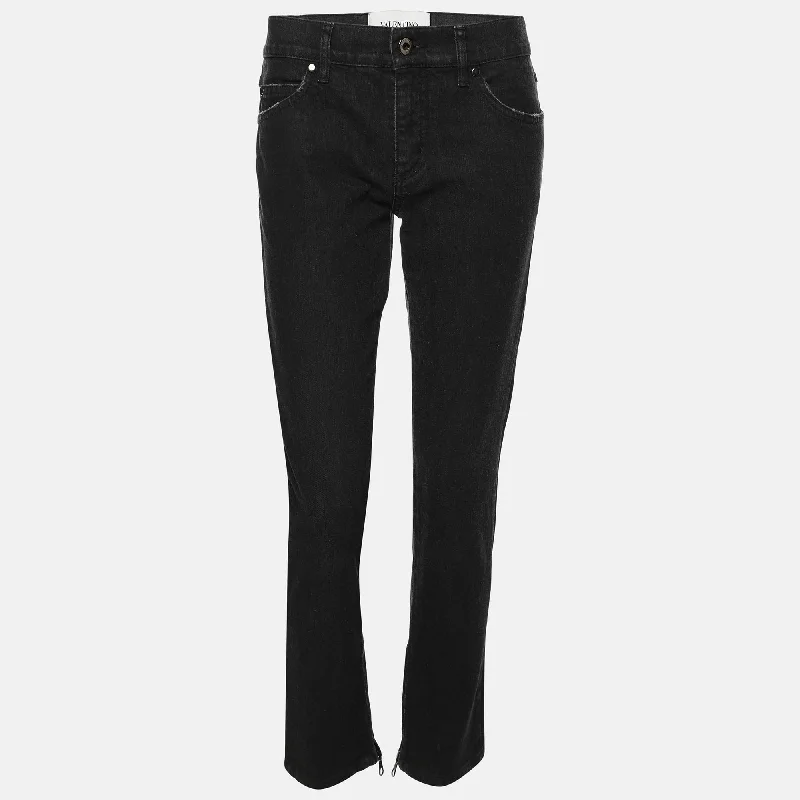 Valentino Black Denim Petale Jeans