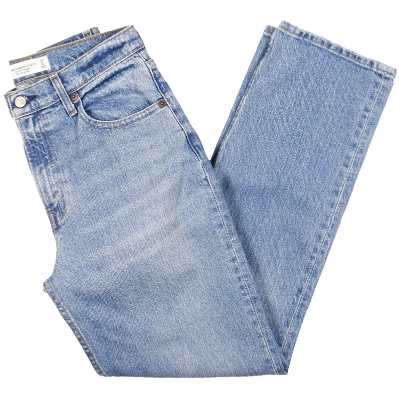 Womens Ultra High Rise Medium Wash Straight Leg Jeans